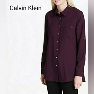 Calvin Klein Plum Purple Button-Up Blouse